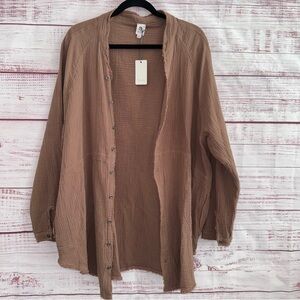 Flawless Crinkle Cotton Oversized Tunic Shirt